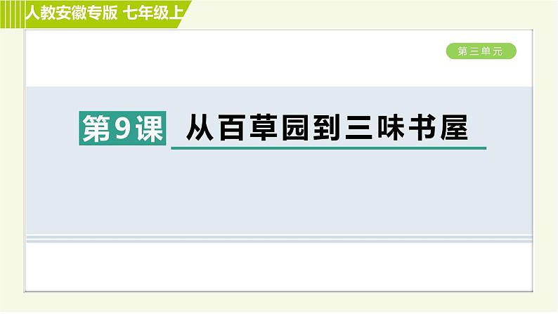 部编版七年级上册语文习题课件 第3单元 9. 从百草园到三味书屋001