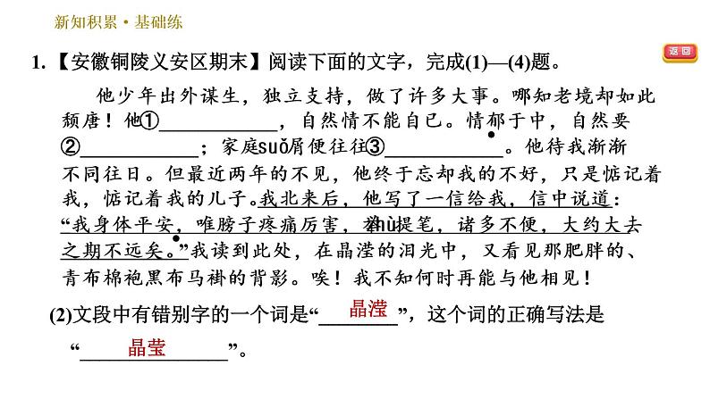 部编版八年级上册语文习题课件 第4单元 14 背影第6页