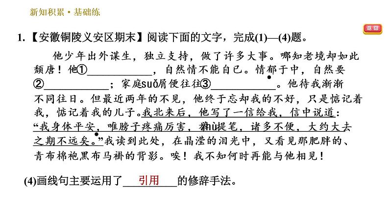部编版八年级上册语文习题课件 第4单元 14 背影第8页