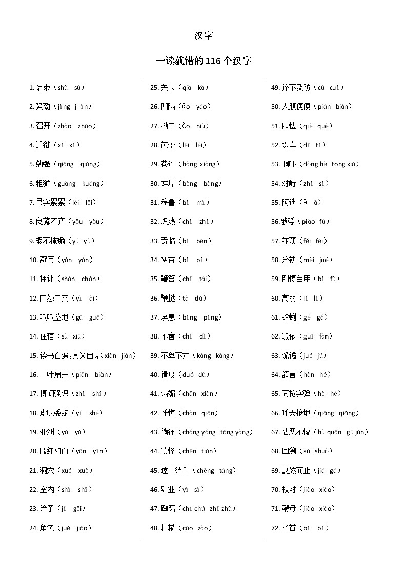 中考语文专题复习之字01