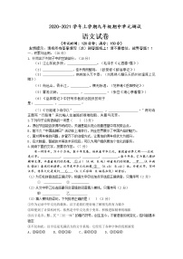 福建省漳州市2020-2021学年上学期九年级期中单元测试语文试题（word版有答案）