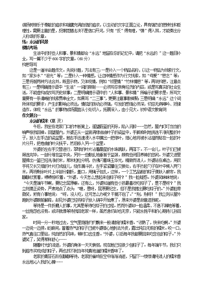 中考作文如何成功构思(范文及点评)教案02