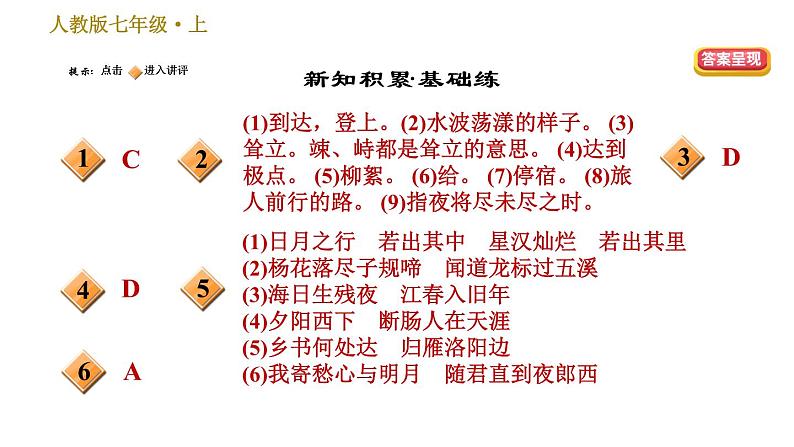 部编版七年级上册语文习题课件 第1单元 4 古代诗歌四首02