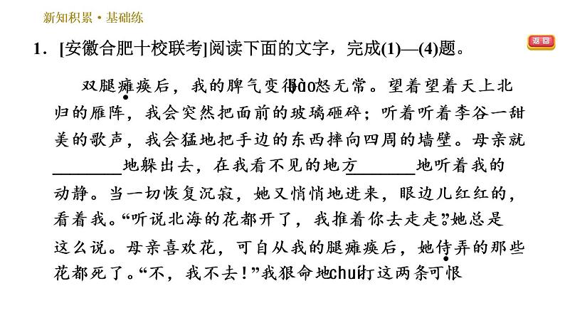 部编版七年级上册语文习题课件 第2单元 5 秋天的怀念第4页