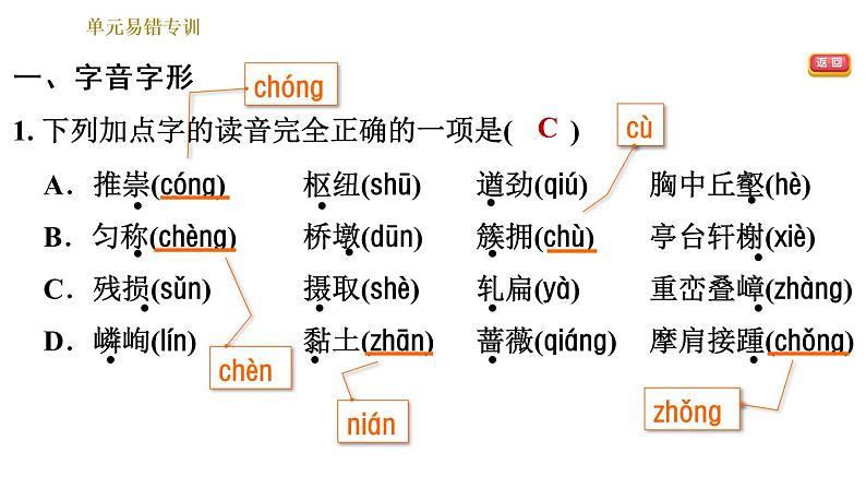 部编版八年级上册语文习题课件 第5单元 单元易错专训.第3页