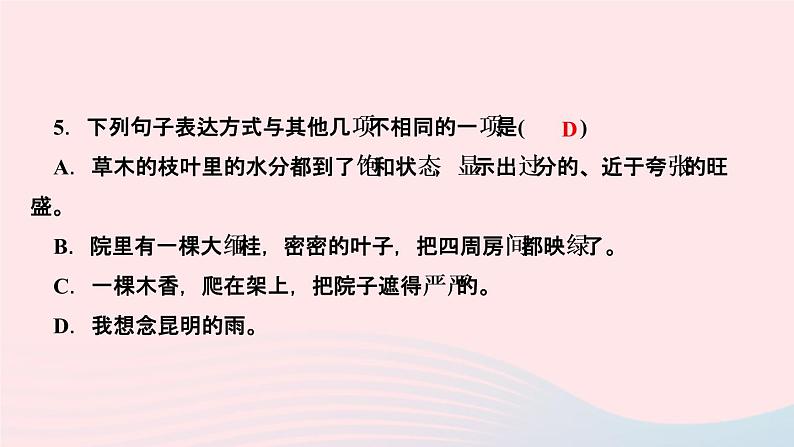 八年级语文上册第四单元17昆明的雨作业课件08