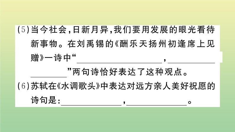 九年级语文上册第三单元13诗词三首作业课件.PPT新人教版07