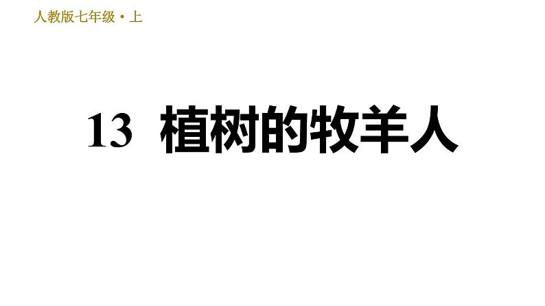 部编版七年级上册语文习题课件 第4单元 13 植树的牧羊人第1页