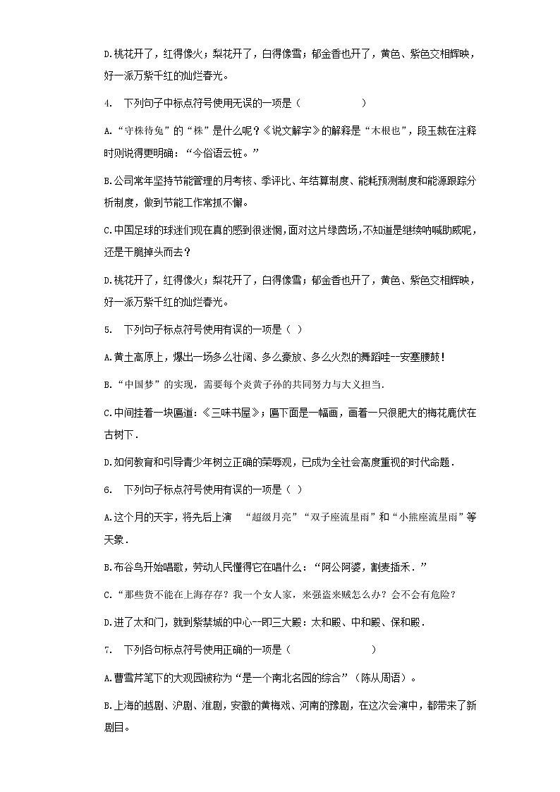 复习巩固07标点符号的使用—2021年部编版七年级语文下册暑期作业（含答案） - 副本第2页