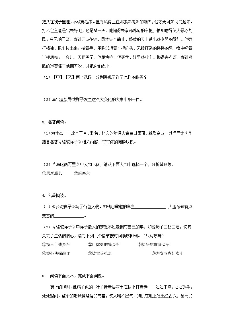 复习巩固06名著导读—2021年部编版七年级语文下册暑期作业（含答案） - 副本第2页