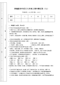 部编版初中语文七年级上期中测试卷（九）（Word版，含答案）