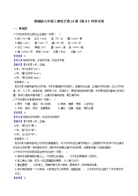 初中语文人教部编版九年级上册14 故乡同步达标检测题