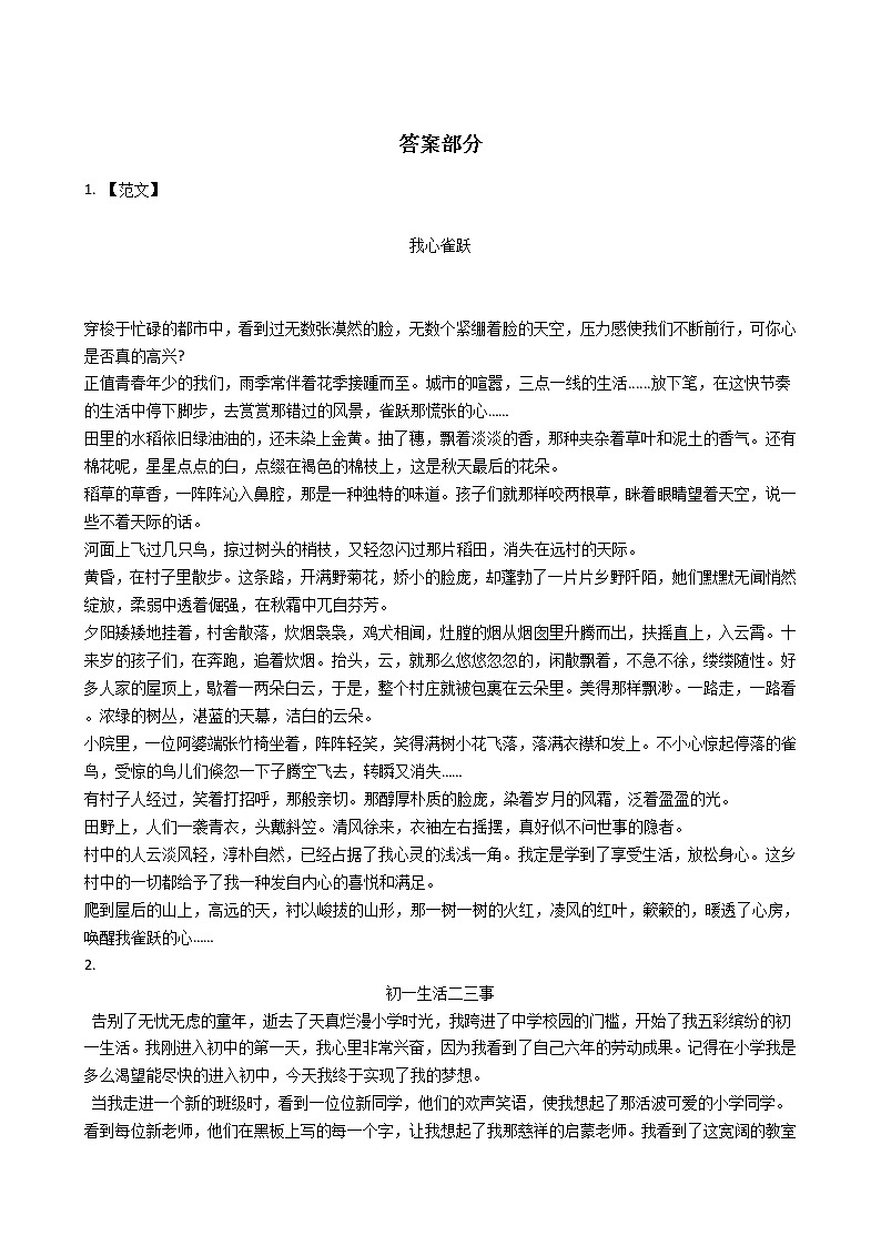 2022年中考语文广东省一轮特训作文专项练习题第3页