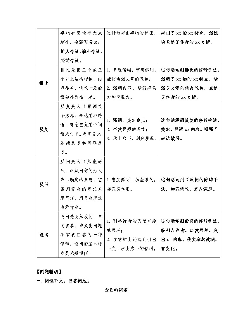 专题05 修辞手法及其表达效果（知识梳理+典题精讲）- 2022年中考语文记叙文考点精讲精练02