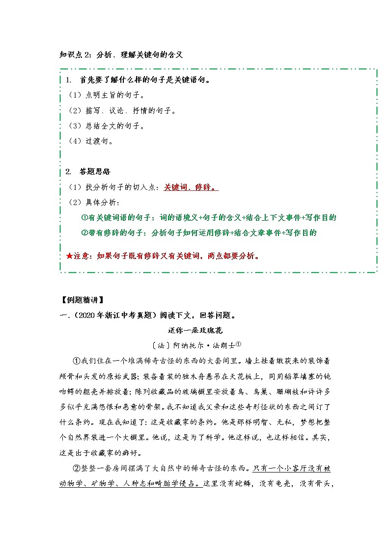 专题08 字词句段的含义（知识梳理+典题精讲）- 2022年中考语文记叙文考点精讲精练第2页