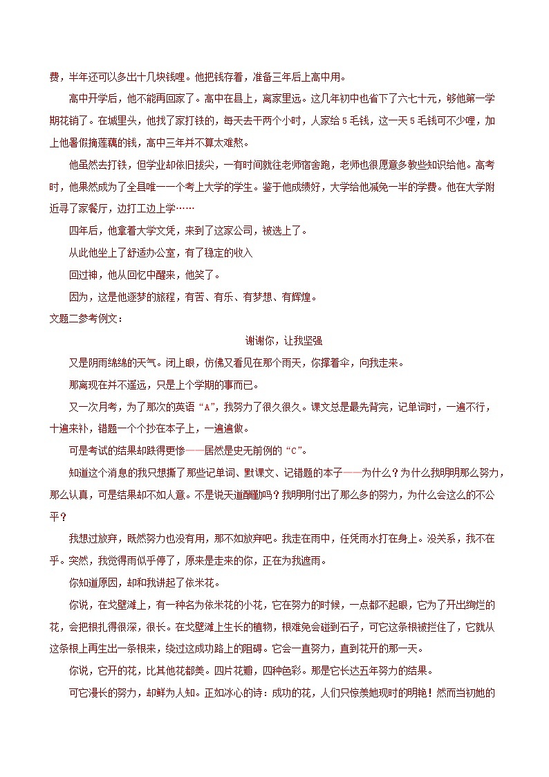 专题13 作文-中考语文真题分项汇编 （湖南专用）02