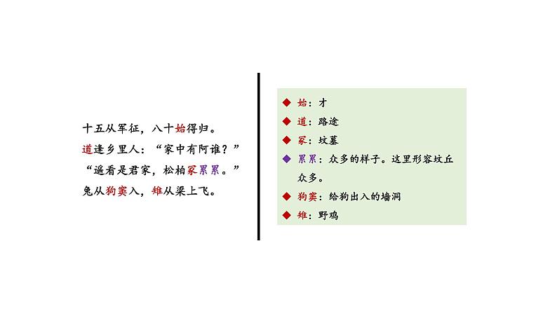 部编版九年级语文下册：第六单元 24 《诗词曲五首-十五从军征》-课件06