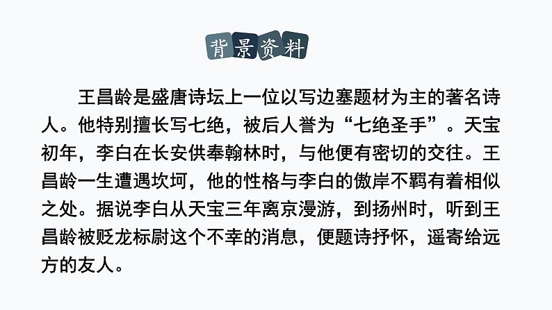 《闻王昌龄左迁龙标遥有此寄》课件PPT03