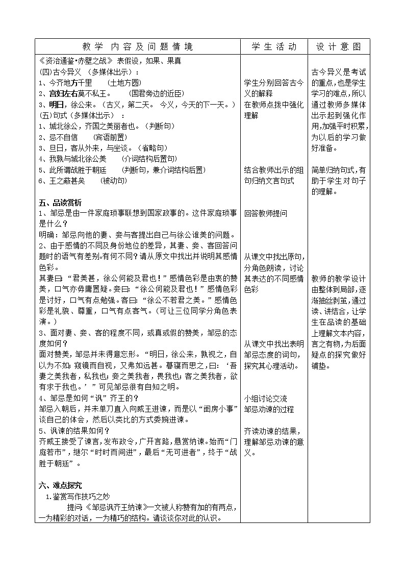 邹忌讽齐王纳谏教案第3页