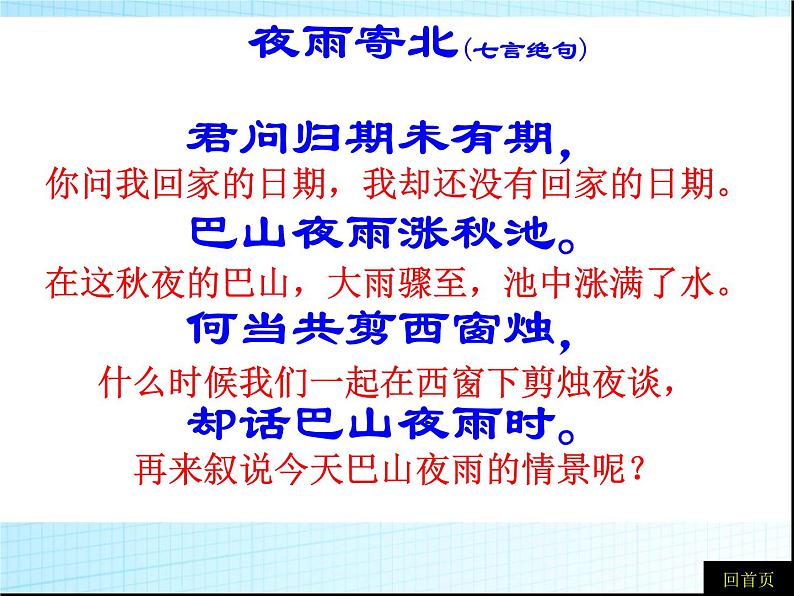 人教部编版七年级语文上册李商隐《夜雨寄北》PPT课件05