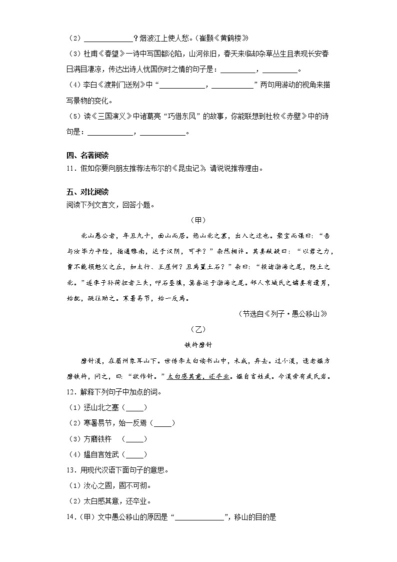 黑龙江省齐齐哈尔碾子山区2020-2021学年八年级上学期期末语文试题 (word版含答案)第3页