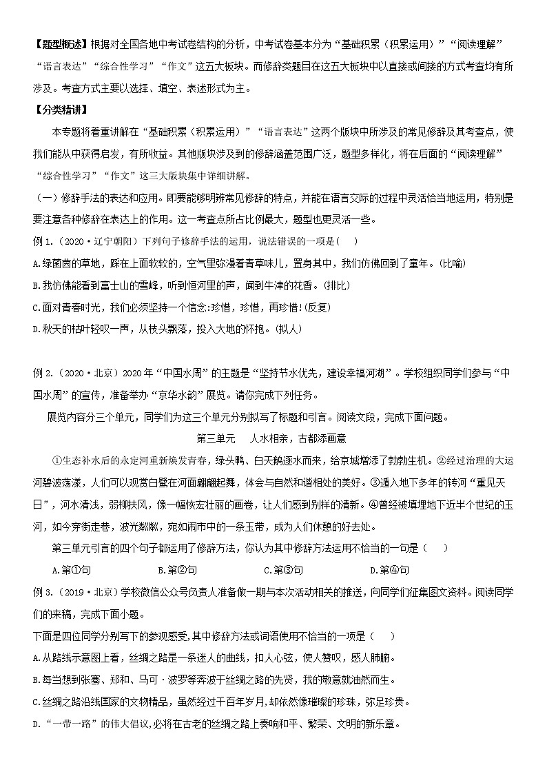 2021中考语文 专题6修辞（原卷版）第3页