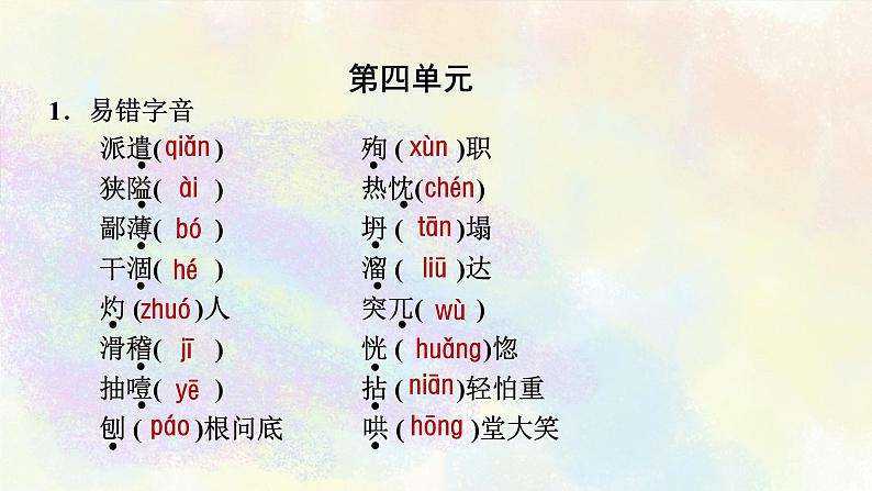 人教部编版语文七年级上册期末专题复习课件之01字音字形08