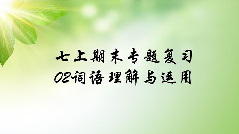 人教部编版语文七年级上册期末专题复习课件之02词语理解与运用01