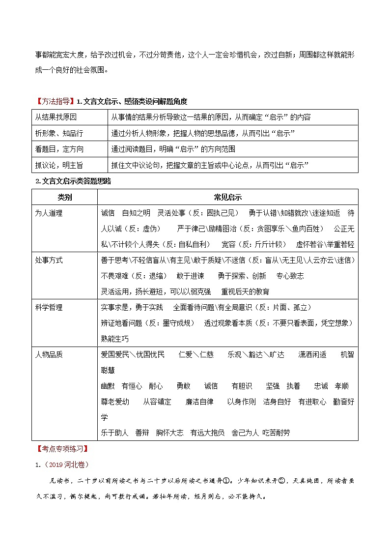 2021届中考语文专项复习专题09 启示、感悟类设问（原卷版）第2页