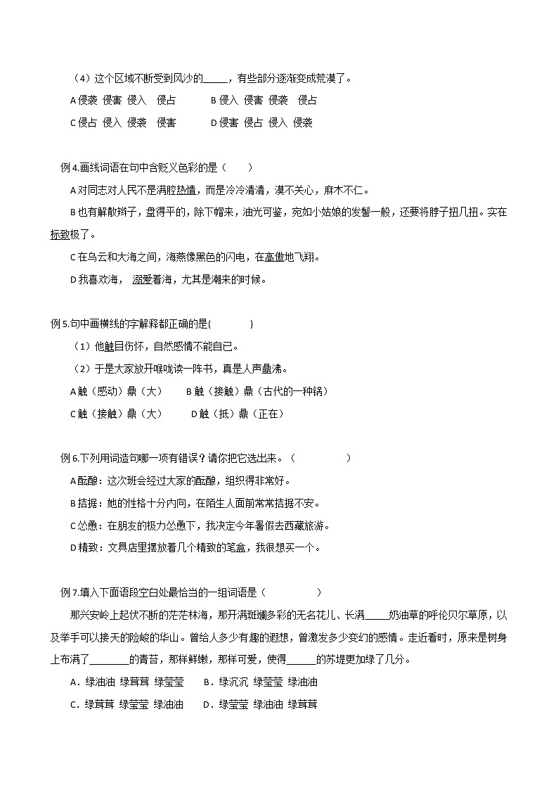2021届中考语文专项复习专题03 词语运用（原卷版）02
