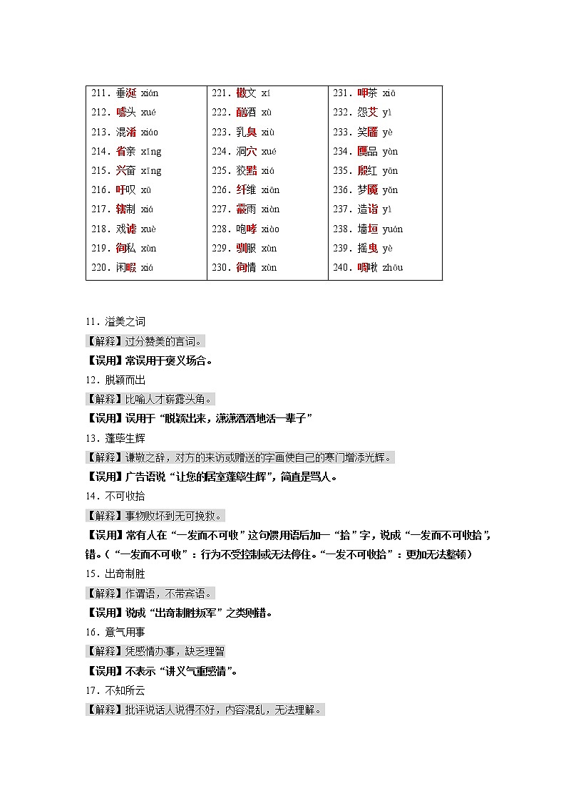 攻略08 频考字音+易错成语+古诗文梳理+战疫人物素材-备战2020年中考语文早读攻略第1页