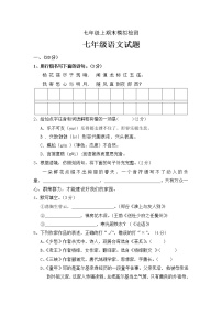 七年级上学期期末模拟语文试卷及答案（含答题卡）