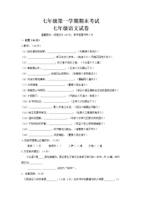 七年级第一学期期末考试语文试卷（含答案）