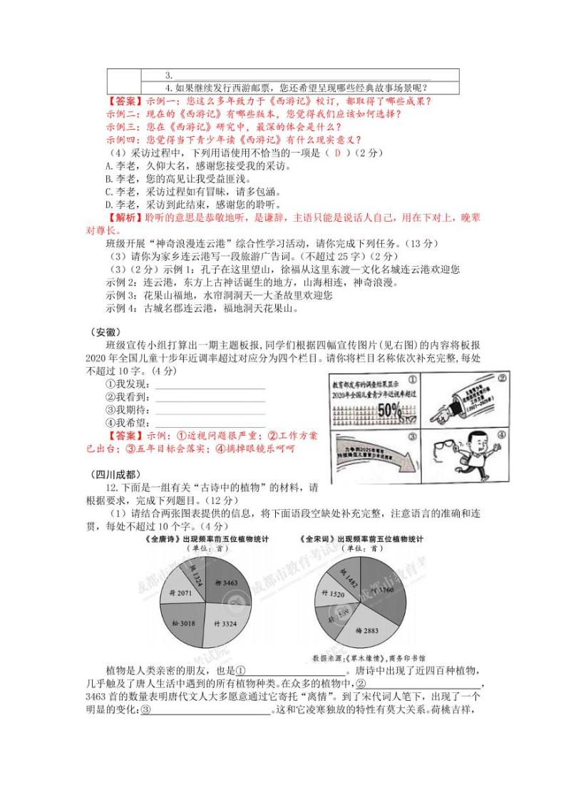 2021年全国各地中考语文试题分类汇编：口语交际专项复习解析版02