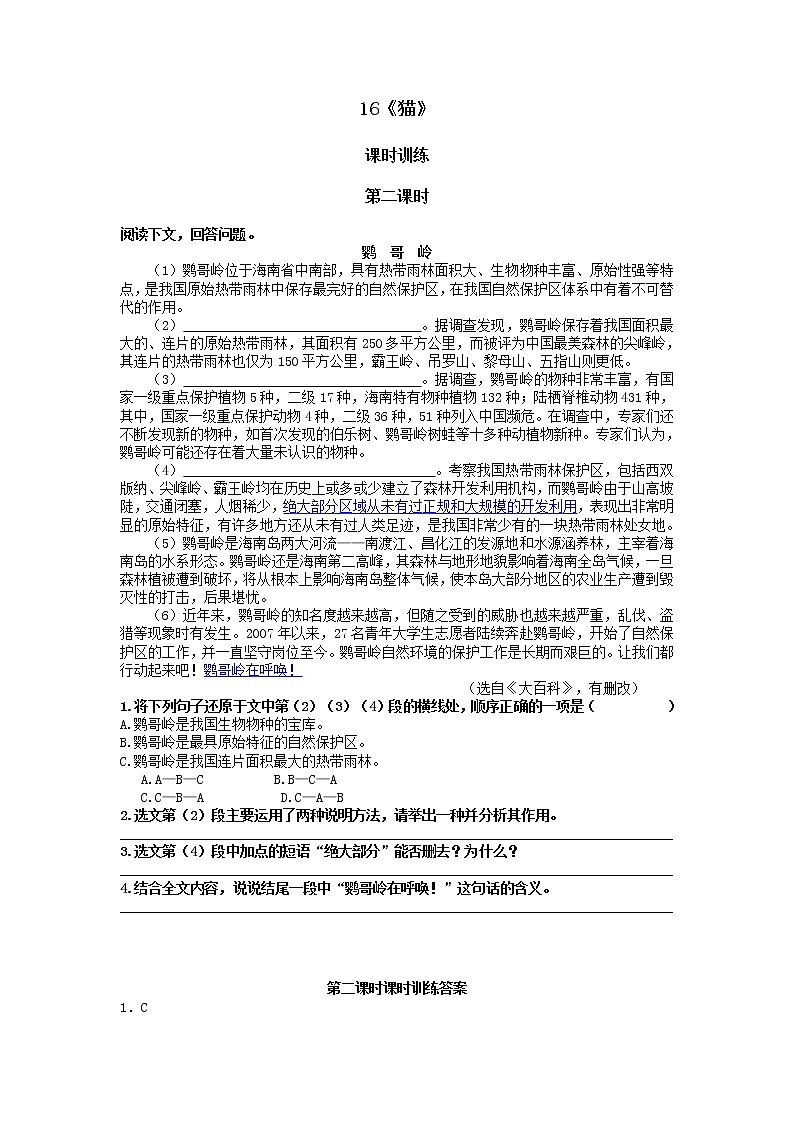 16猫 第二课时第1页