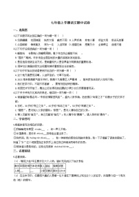 2021年山东省枣庄市七年级上学期语文期中试卷附答案