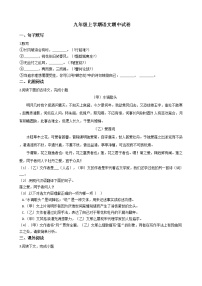 2021年上海市普陀区九年级上学期语文期中试卷附答案