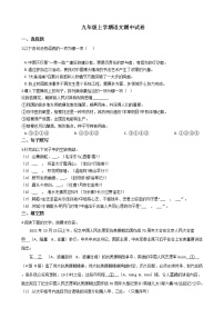 2021年福建省宁德市九年级上学期语文期中试卷附答案