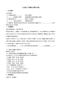 2021年上海市金山区九年级上学期语文期中试卷附答案