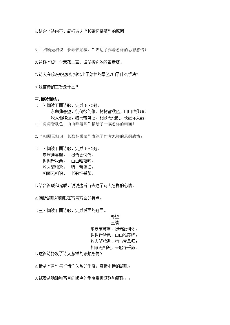 第13课《唐诗五首——野望》同步练习  2021—2022学年部编版语文八年级上册 (word版含答案)02