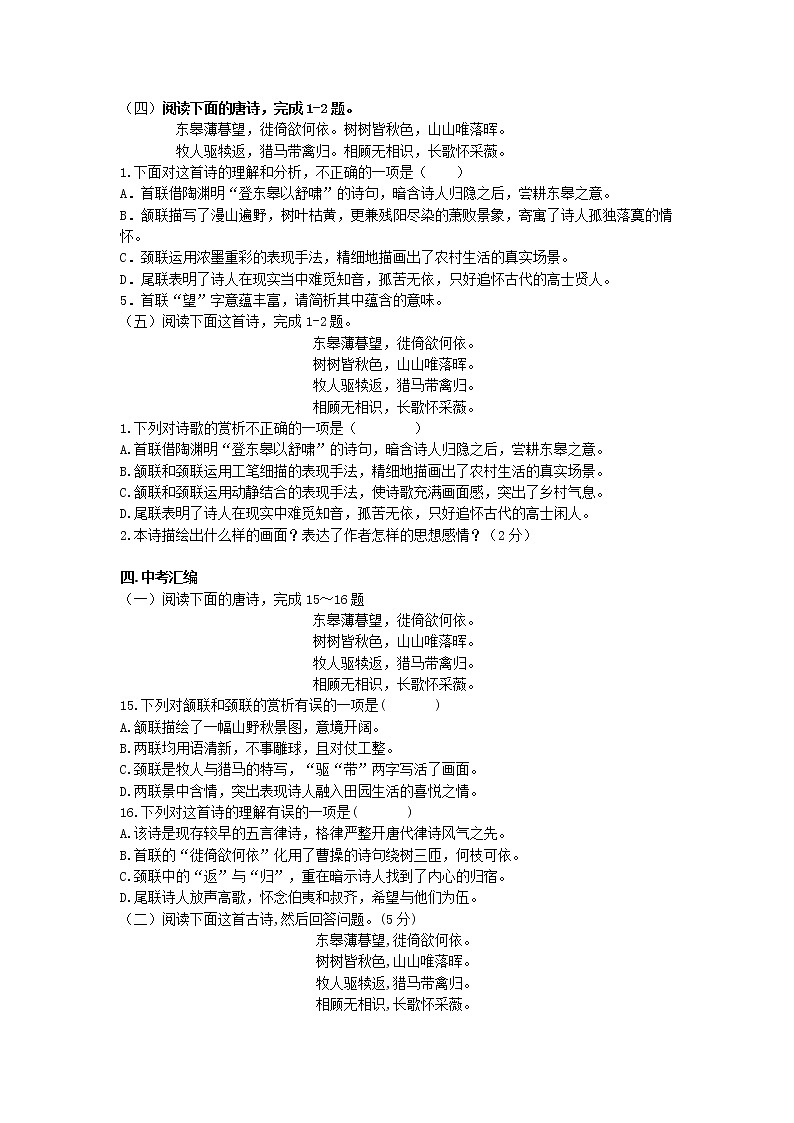 第13课《唐诗五首——野望》同步练习  2021—2022学年部编版语文八年级上册 (word版含答案)03