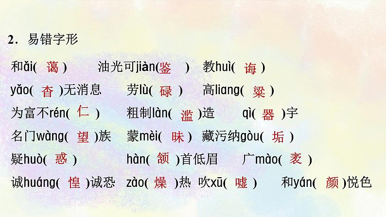 人教部编版语文八年级上册期末专题复习课件之01字音字形05