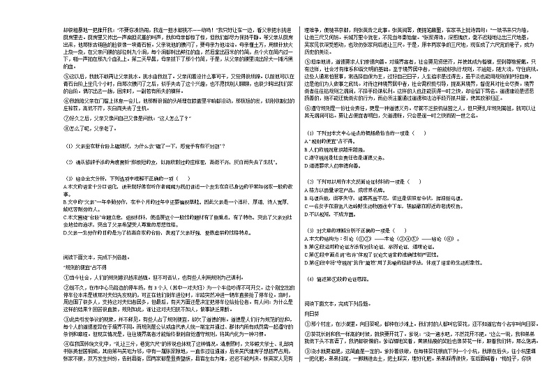 2020—2021年湖南省衡阳市初中部初一（下）期中考试语文试卷部编版第3页