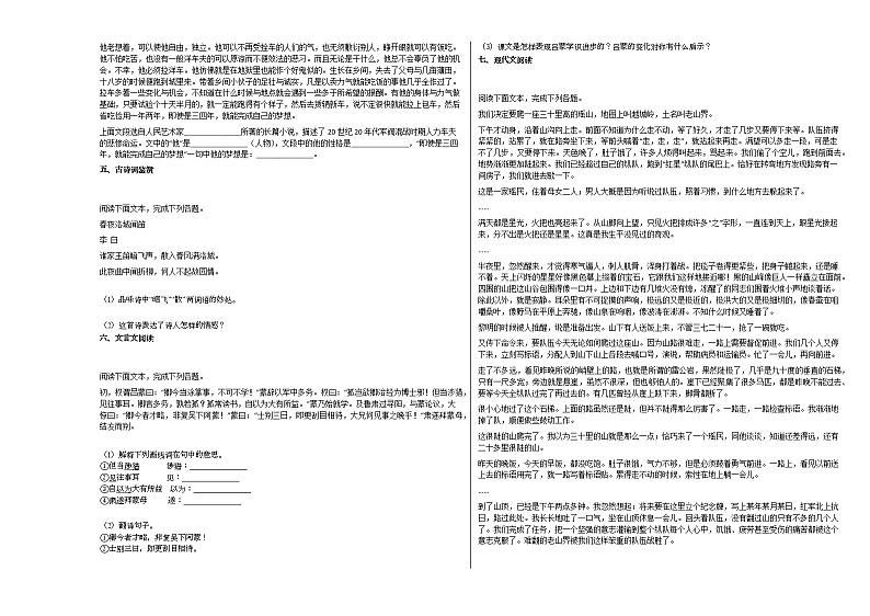 2020-2021年湖南省益阳市初一（下）月考语文试卷部编版第2页