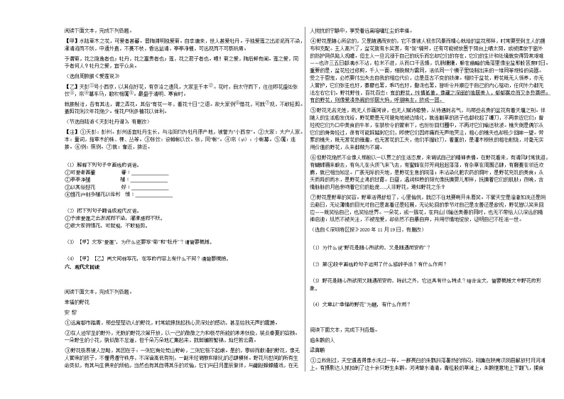 2020-2021年河北省保定市某校初一（下）段考语文试卷 (1)部编版02