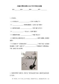 内蒙古鄂尔多斯2020年中考语文试题及参考答案