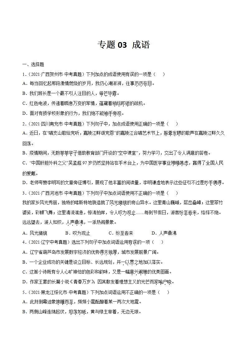 专题03 成语(原卷版)第1页
