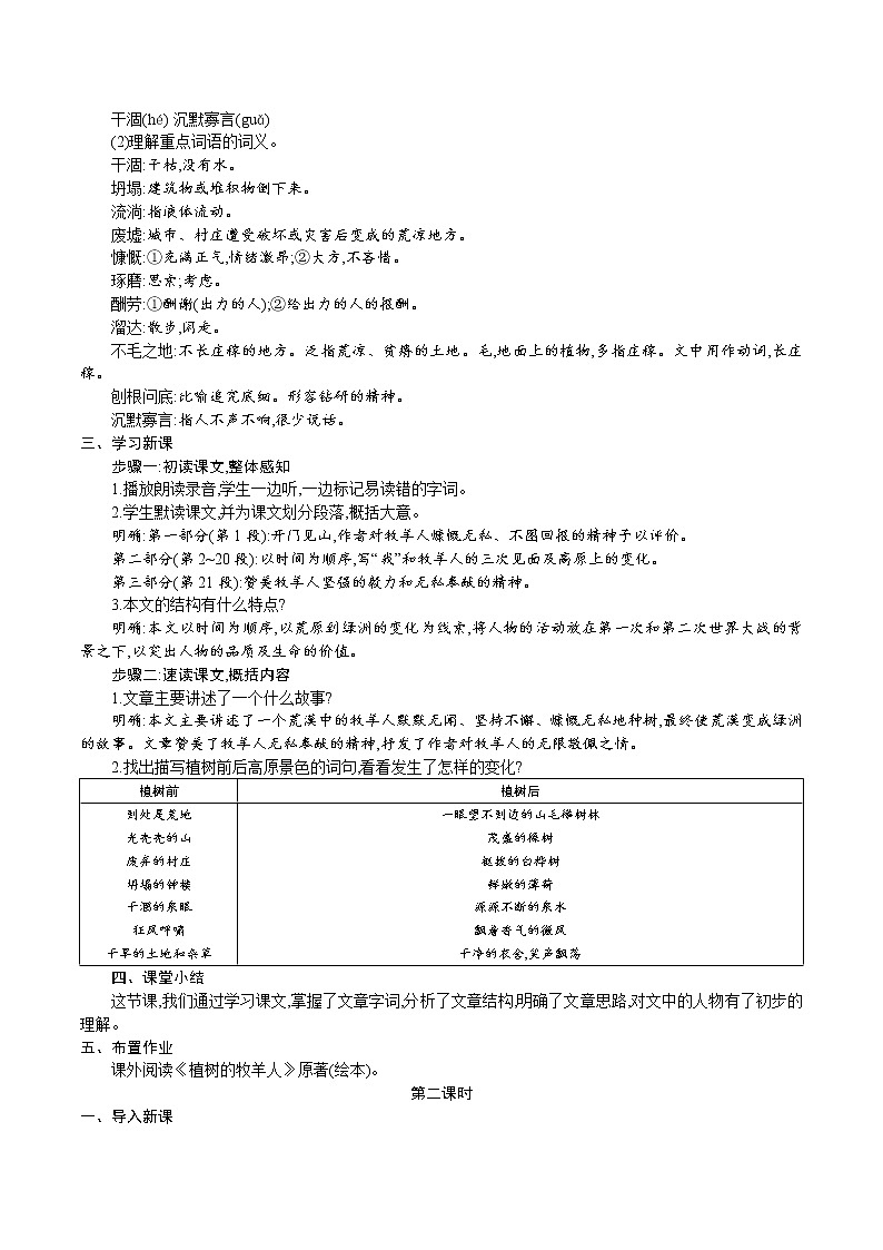 第13课　植树的牧羊人（教案）2021-2022学年部编版语文七年级上册第2页