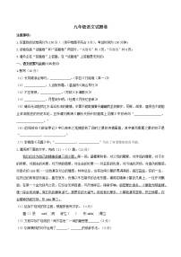 安徽亳州高炉学校2020-2021学年九年级第三次月考语文试题（含答案)