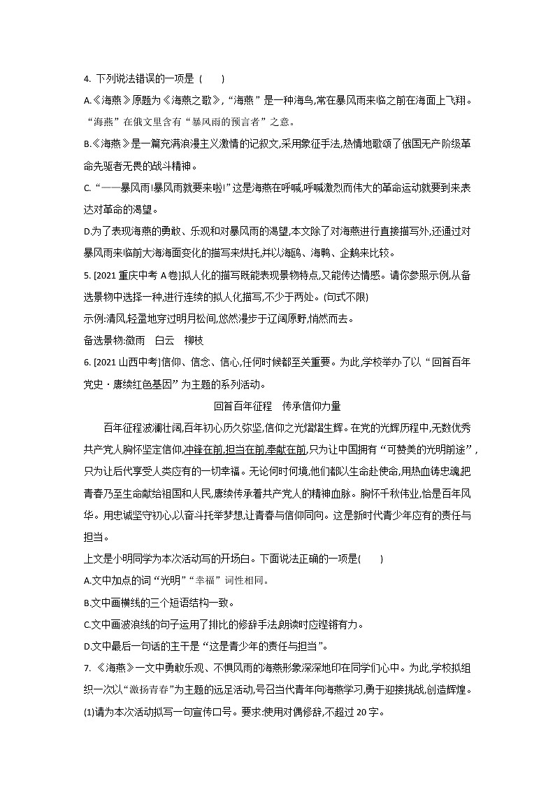 第4课 《海燕》 同步练习 2020-2021学年部编版语文九年级下册（word版含答案）02